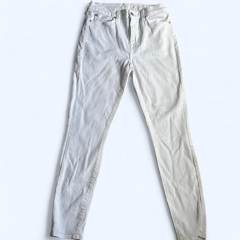 Women's 7 for all man kind white high waisted skinny jeans‎ EUC size 28